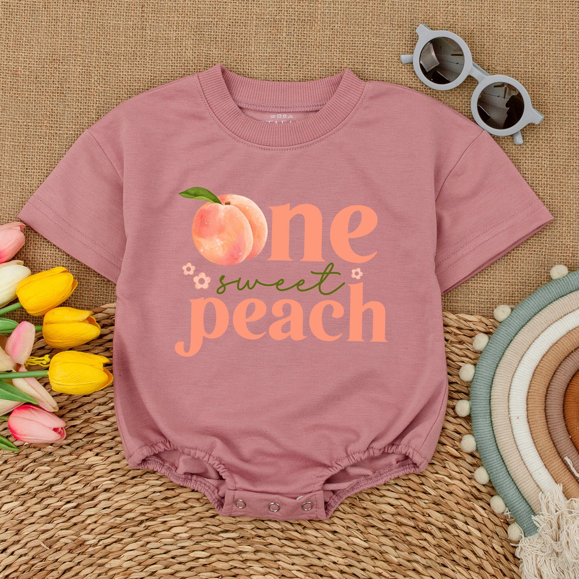 One Sweet Peach 1st Birthday Romper Baby Girl Outfit, Sweet Little Peach Bodysuit, Peach Party, Smash Cake Outfit, Peach Birthday