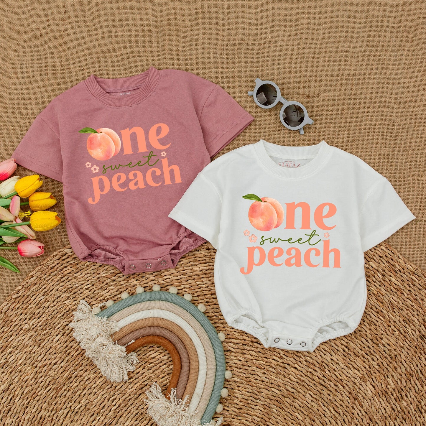 One Sweet Peach 1st Birthday Romper Baby Girl Outfit, Sweet Little Peach Bodysuit, Peach Party, Smash Cake Outfit, Peach Birthday