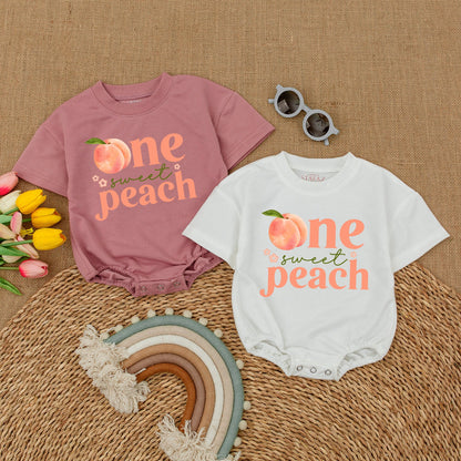 One Sweet Peach 1st Birthday Romper Baby Girl Outfit, Sweet Little Peach Bodysuit, Peach Party, Smash Cake Outfit, Peach Birthday