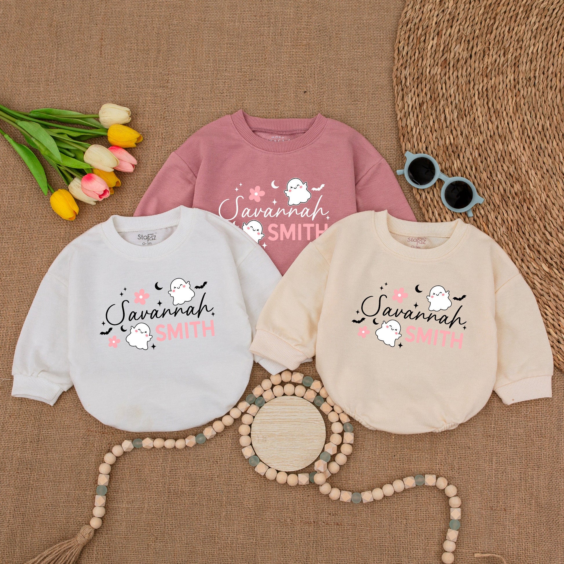 Personalized Halloween Ghost Romper - Cute Fall Baby Shower Gift