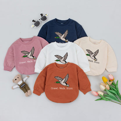 Crawl Walk Hunt Mallard Duck Baby Romper - Little Hunter Bodysuit Newborn Clothes, Duck Hunting Gift, Playful Baby Shower Outfit 134 chars