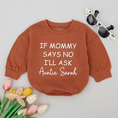 Auntie-Assisted Baby Romper: Custom Reveal Outfit Gift for Aunties
