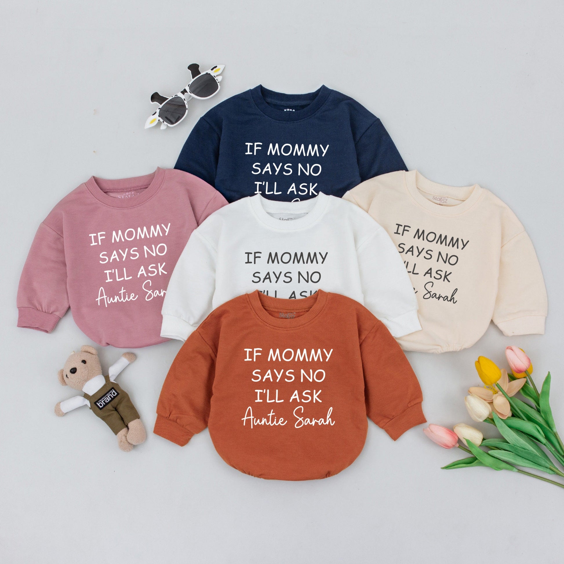 Auntie-Assisted Baby Romper: Custom Reveal Outfit Gift for Aunties