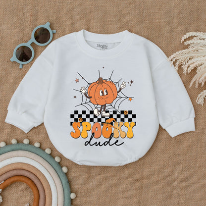 Vintage Spooky Pumpkin Romper - Baby Bodysuit Halloween Outfit