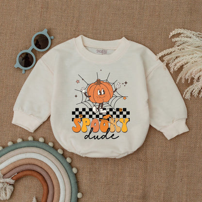 Vintage Spooky Pumpkin Romper - Baby Bodysuit Halloween Outfit