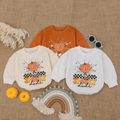 Vintage Spooky Pumpkin Romper - Baby Bodysuit Halloween Outfit