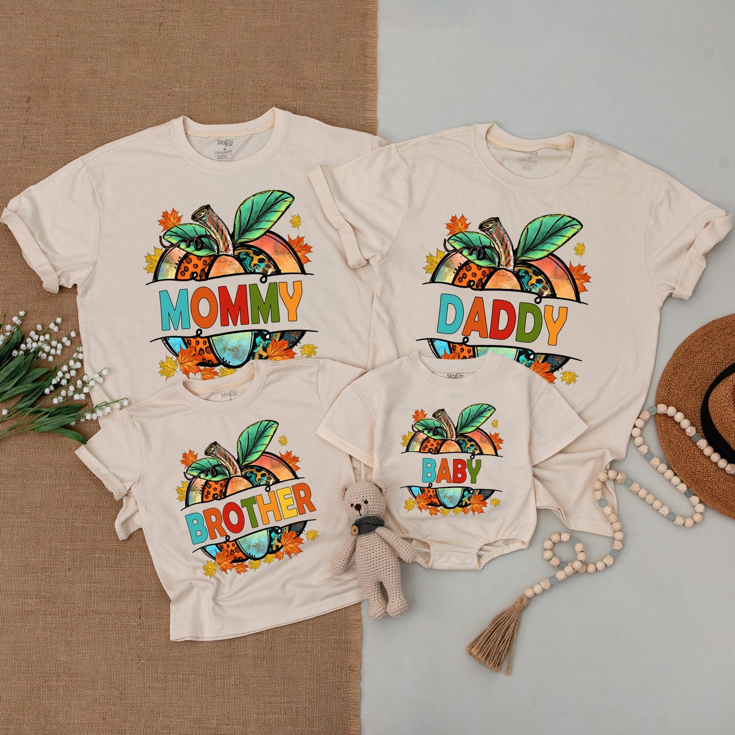 Pumpkin Patch Family Outfits, Retro Thanksgiving Shirts, Mama & Mini