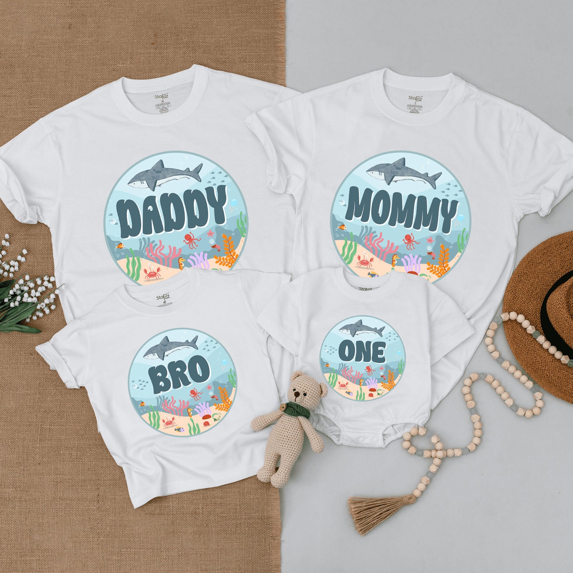 Ocean-Themed Family Shirts & 1st Birthday Romper, Custom Name