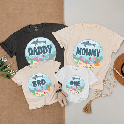 Ocean-Themed Family Shirts & 1st Birthday Romper, Custom Name