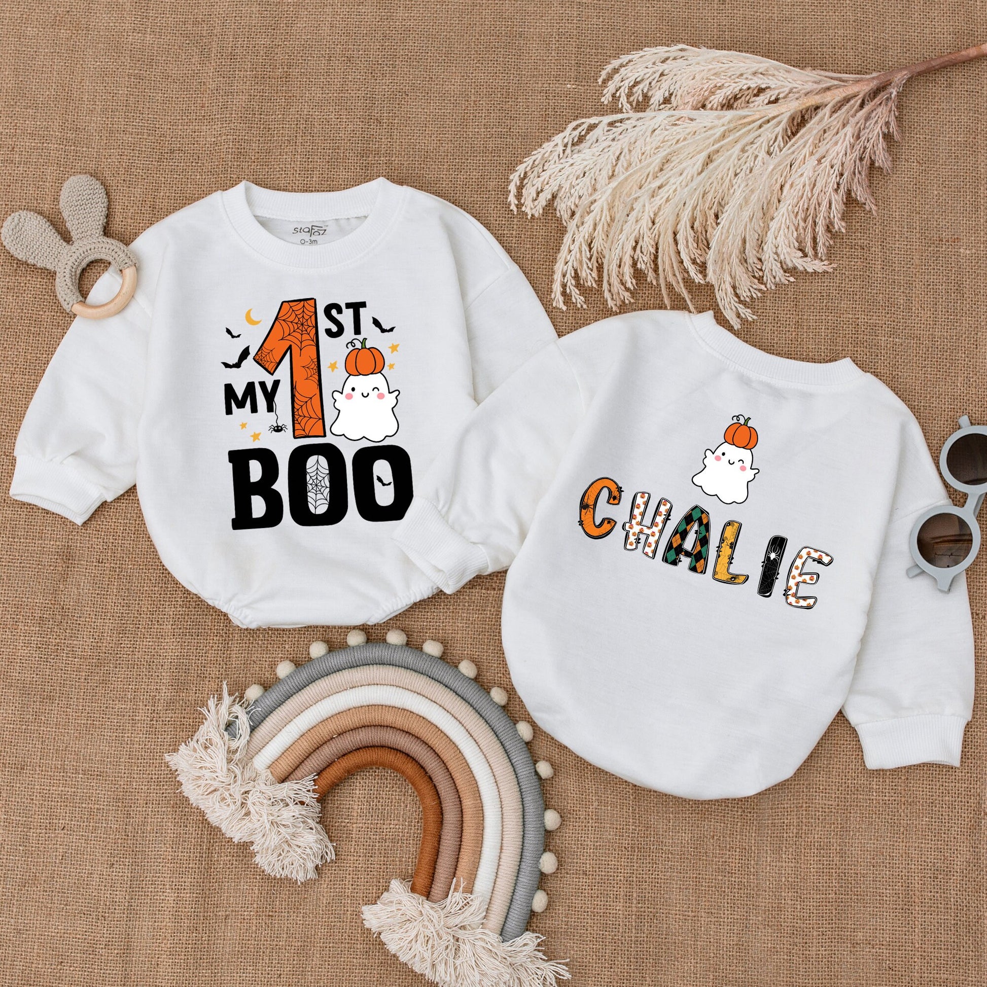 My 1st Boo Halloween Bodysuit, Adorable Baby's First Halloween Outfit, Ghost & Spider Fun, Boy Clothes, Baby Shower Gift, Fall Bodysuit 137