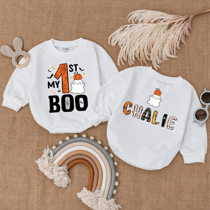 My 1st Boo Halloween Bodysuit, Adorable Baby's First Halloween Outfit, Ghost & Spider Fun, Boy Clothes, Baby Shower Gift, Fall Bodysuit 137