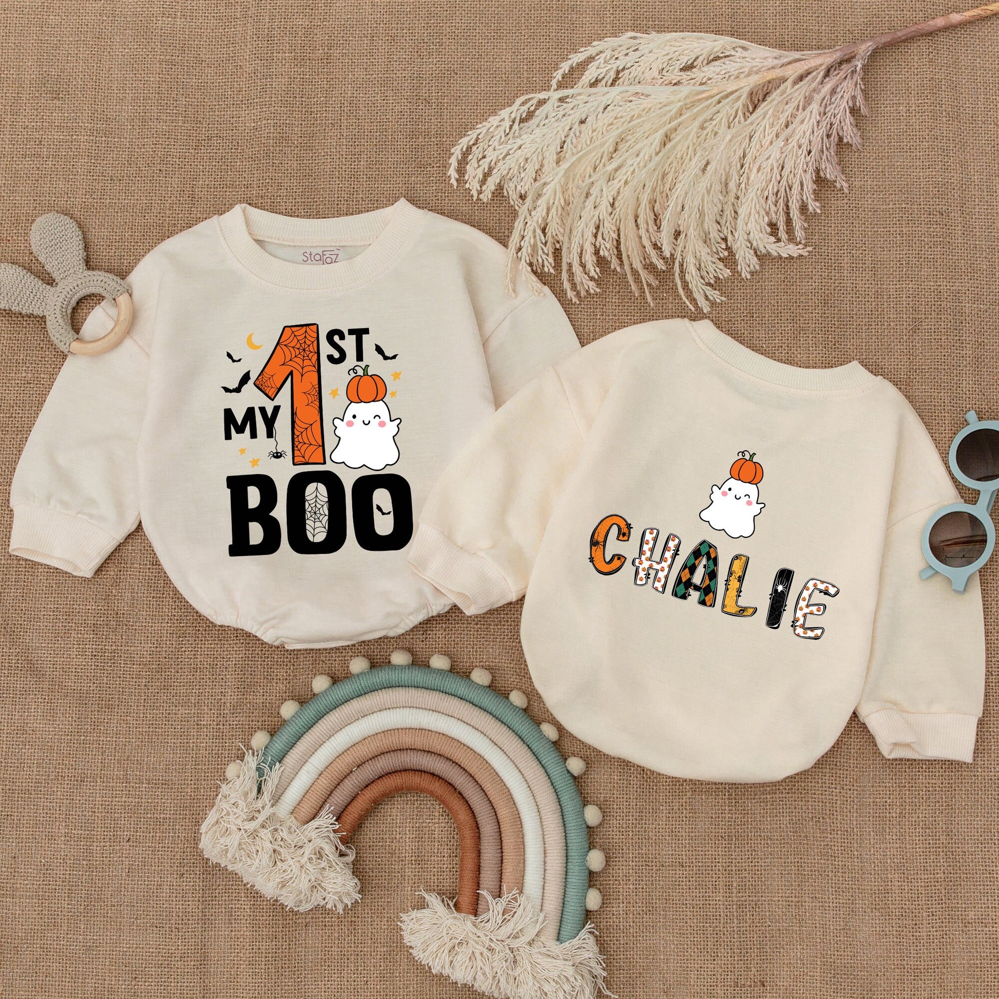 My 1st Boo Halloween Bodysuit, Adorable Baby's First Halloween Outfit, Ghost & Spider Fun, Boy Clothes, Baby Shower Gift, Fall Bodysuit 137
