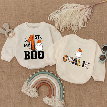 My 1st Boo Halloween Bodysuit, Adorable Baby's First Halloween Outfit, Ghost & Spider Fun, Boy Clothes, Baby Shower Gift, Fall Bodysuit 137