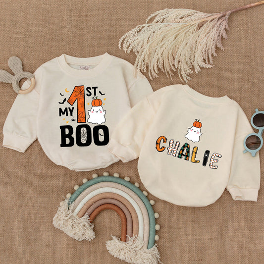 My 1st Boo Halloween Bodysuit, Adorable Baby's First Halloween Outfit, Ghost & Spider Fun, Boy Clothes, Baby Shower Gift, Fall Bodysuit 137