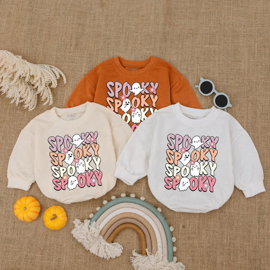 Spooky Girl Halloween Bubble Romper Bodysuit Baby Clothes Spooky Era Baby Shower Gift Pumpkin Costume Soft Fall Outfit Newborn Girl