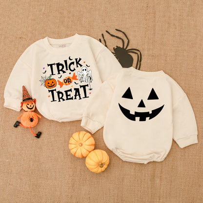 First Halloween Outfit: Pumpkin Bubble Romper & Bodysuit Set