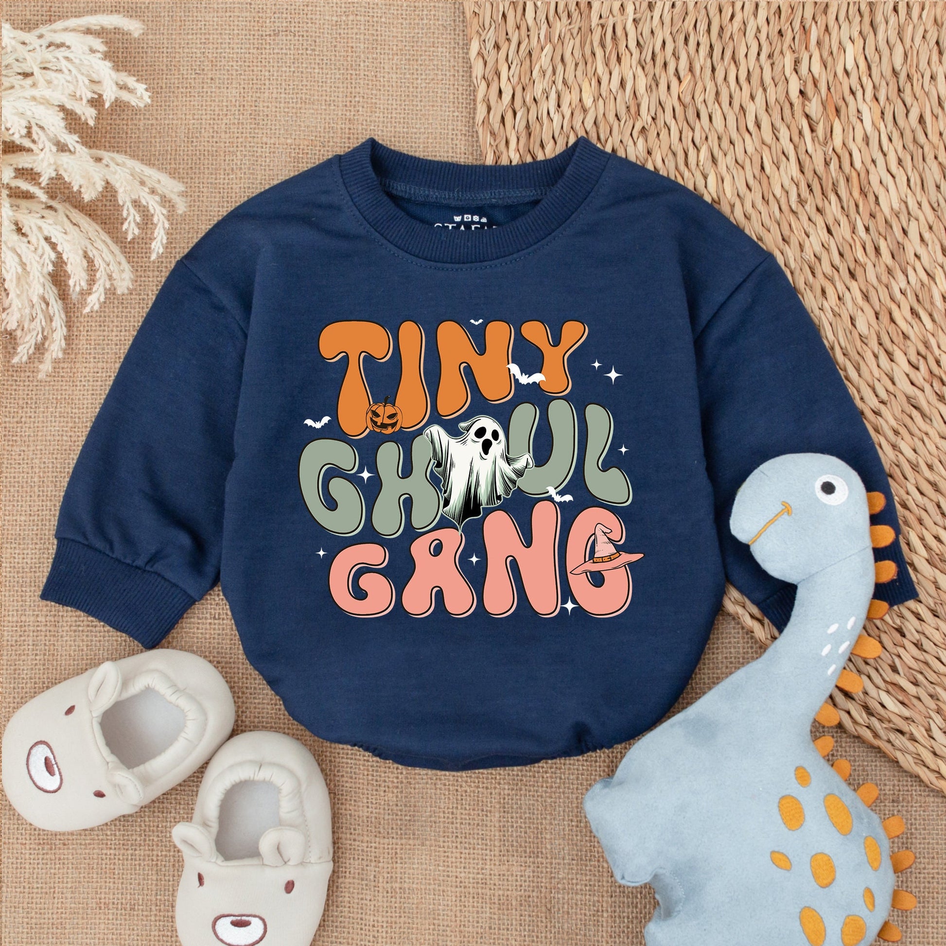 Tiny Ghoul Gang Baby Romper My First Halloween Costume Bubble Infant Clothes Adorable Spooky Season Outfit Cotton Soft Comfortable