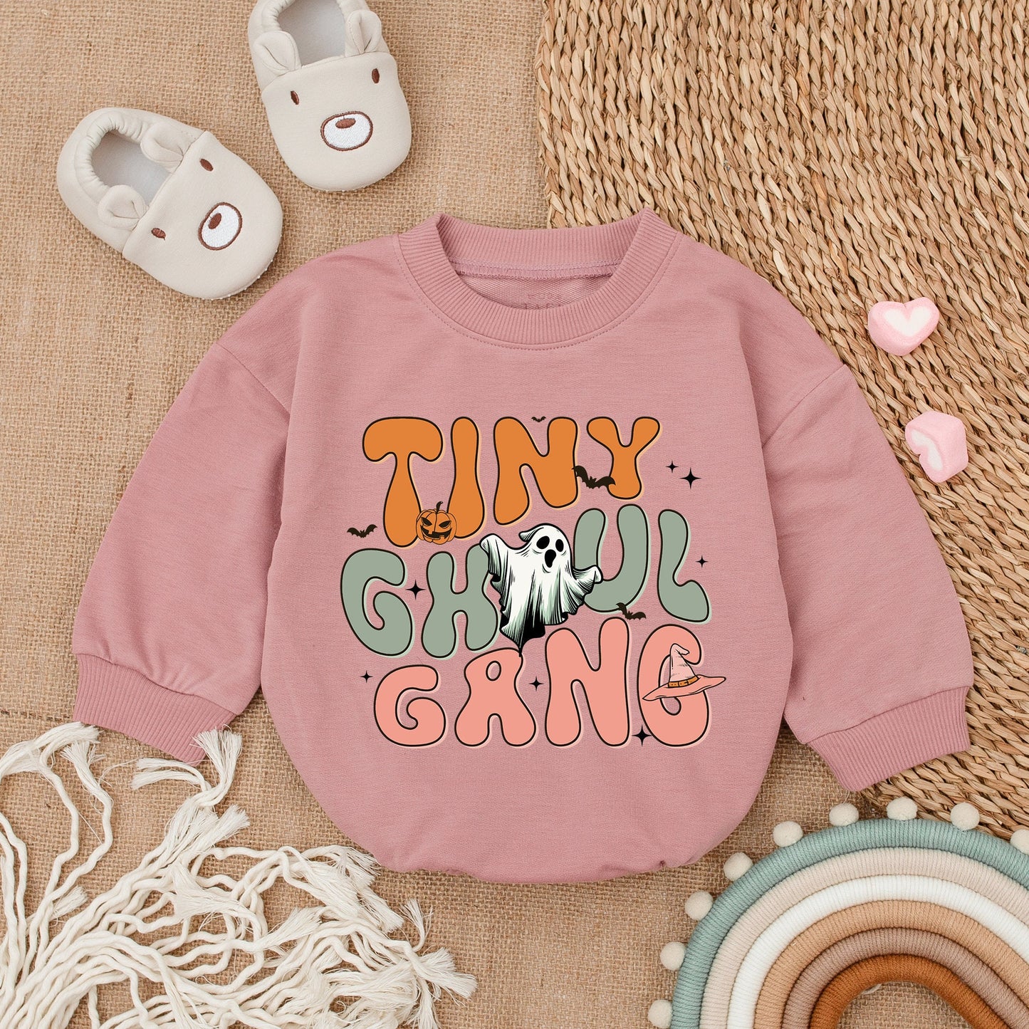 Tiny Ghoul Gang Baby Romper My First Halloween Costume Bubble Infant Clothes Adorable Spooky Season Outfit Cotton Soft Comfortable