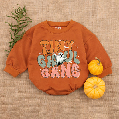 Tiny Ghoul Gang Baby Romper My First Halloween Costume Bubble Infant Clothes Adorable Spooky Season Outfit Cotton Soft Comfortable