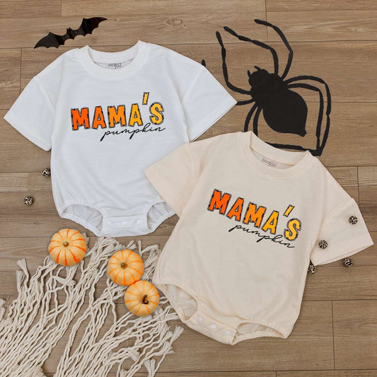 Pumpkin Season Family Outfit: Baby Romper & Matching Shirts