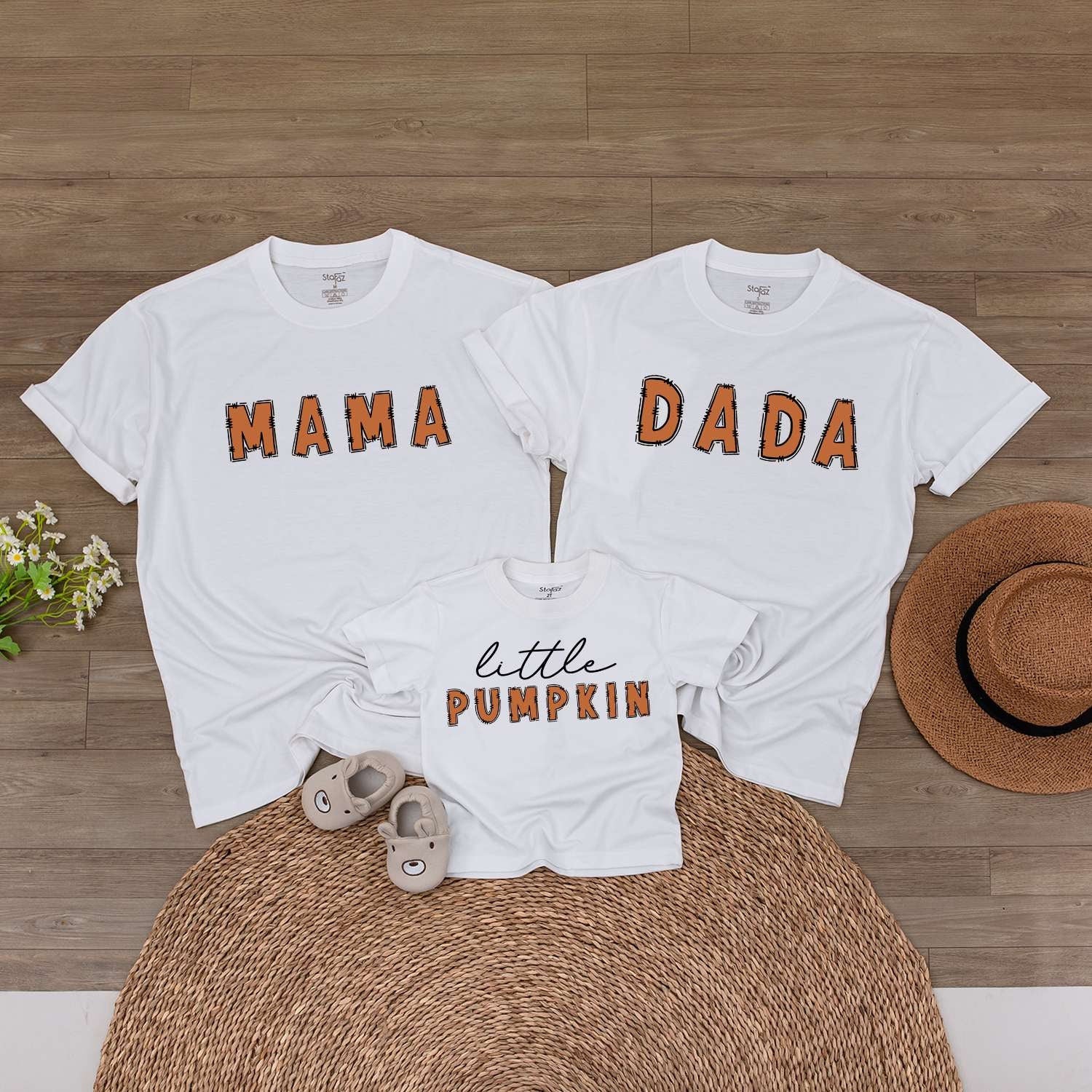 Retro Pumpkin Family Set: Baby Bodysuit, Mommy & Me Fall Apparel