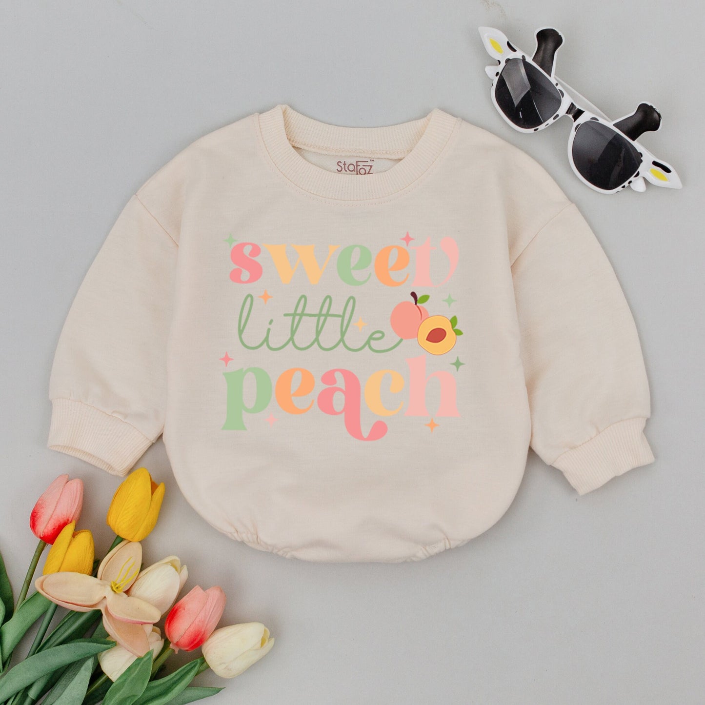 Sweet Little Peach Baby Romper Pastel Peach Theme Bodysuit Cute Minimalist Newborn Outfit Gender Neutral Gift