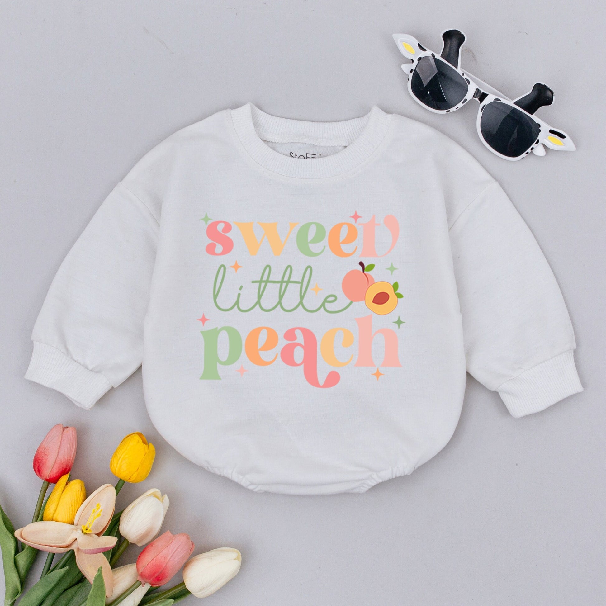 Sweet Little Peach Baby Romper Pastel Peach Theme Bodysuit Cute Minimalist Newborn Outfit Gender Neutral Gift