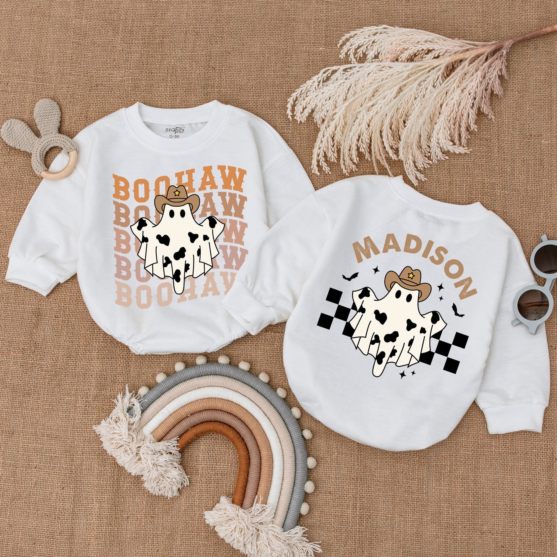 Boohaw Western Baby Outfit: First Autumn Fall Cowboy Bubble Romper - Baby Shower Gift for Thanksgiving, Boy or Girl Bodysuit