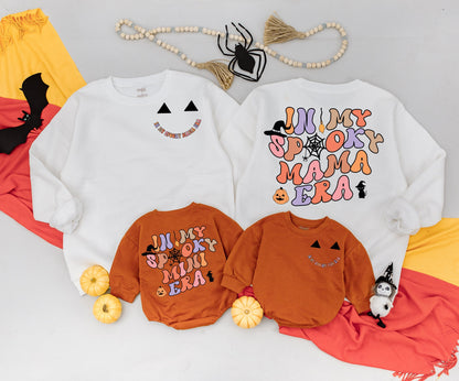 Matching Spooky Era Halloween Family Sweatshirts & Rompers | In My Spooky Mama/Mini Era Retro Design | Custom Fall Outfit