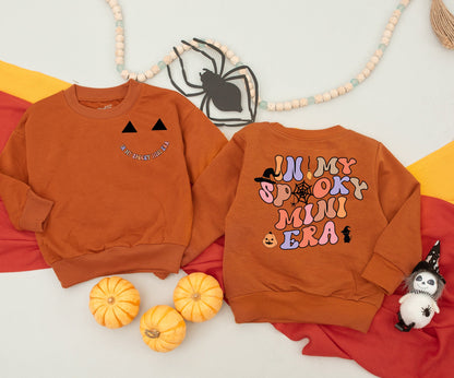 Matching Spooky Era Halloween Family Sweatshirts & Rompers | In My Spooky Mama/Mini Era Retro Design | Custom Fall Outfit