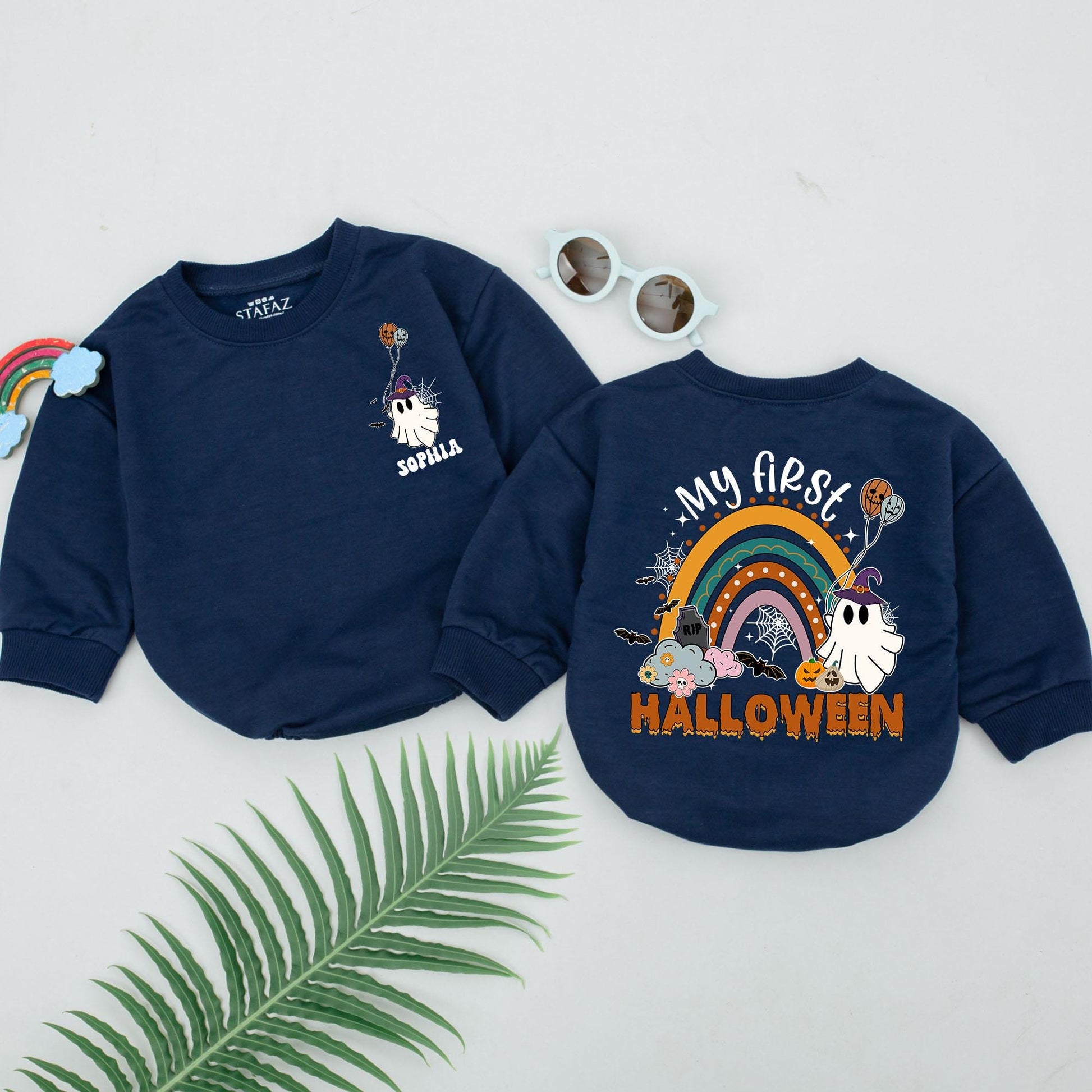 First Halloween Personalized Romper, Baby Shower Gift, Spooky Outfit  