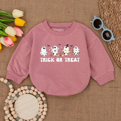 Retro Halloween Baby Romper: Cute Ghost Bodysuit for Fall Fun
