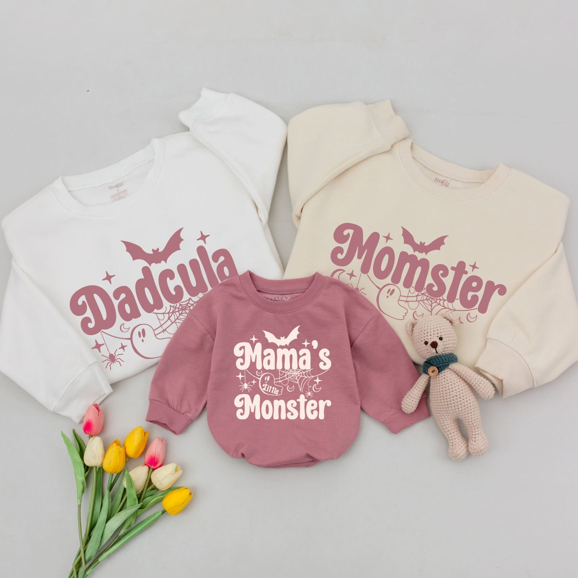 Spooky Family Halloween Sweatshirts: Momster & Dadcula Collection