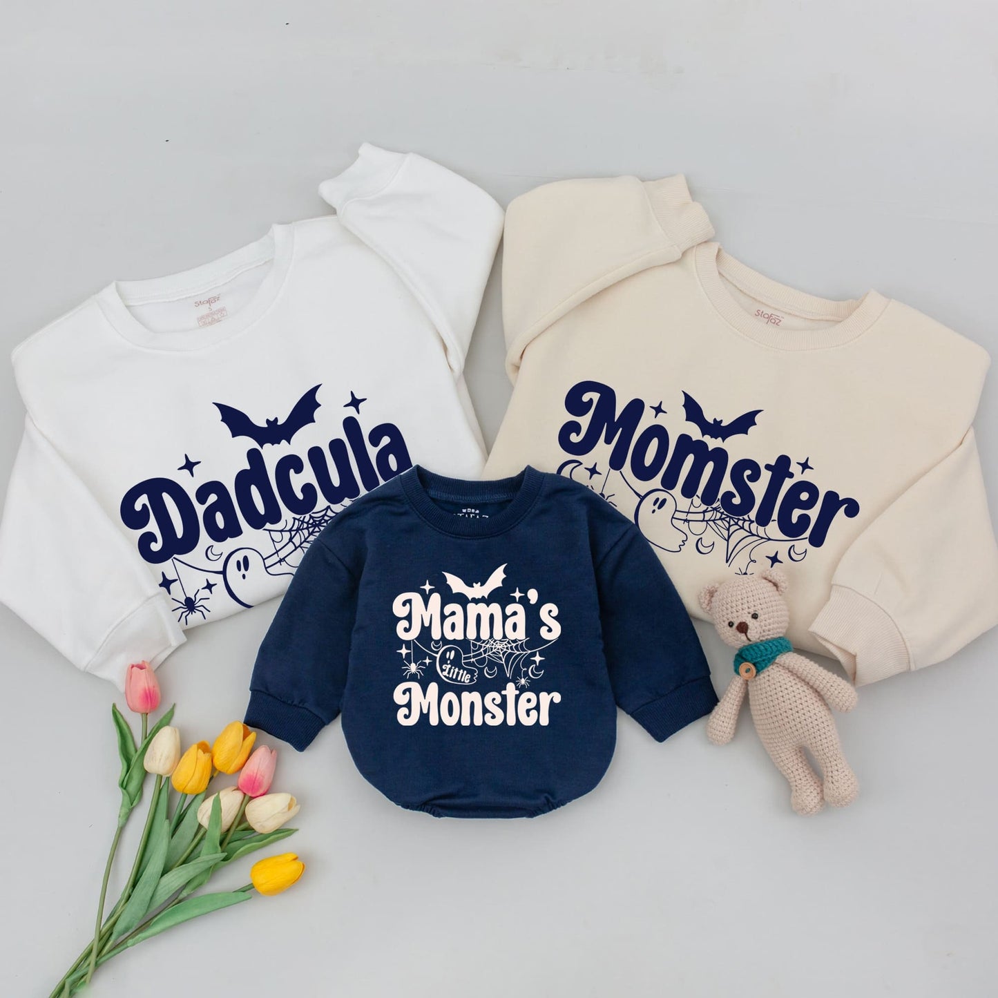 Spooky Family Halloween Sweatshirts: Momster & Dadcula Collection