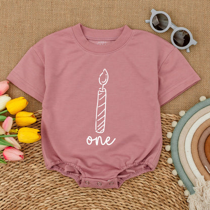 First Birthday Candle Romper, Personalized Baby Bodysuit Outfit