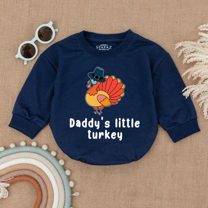 Thanksgiving Baby Romper: Daddy's Little Turkey Outfit, Fall Bodysuit