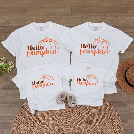 Pumpkin Patch Family Outfits: Retro, Baby Romper & Toddler Tee
