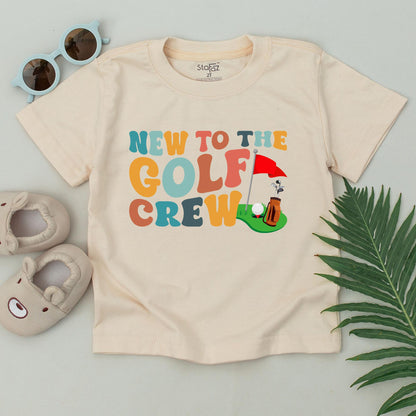 New to the Golf Crew Retro T-Shirt Baby Toddler Future Golfer Outfit with Golf Bag Design Tee