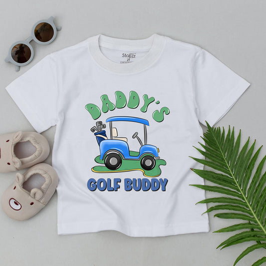 Daddy's Golf Buddy Baby Boy T-Shirt Outfit - Green & Blue Golf Cart Design Newborn Gift, Baby Shower, Coming Home