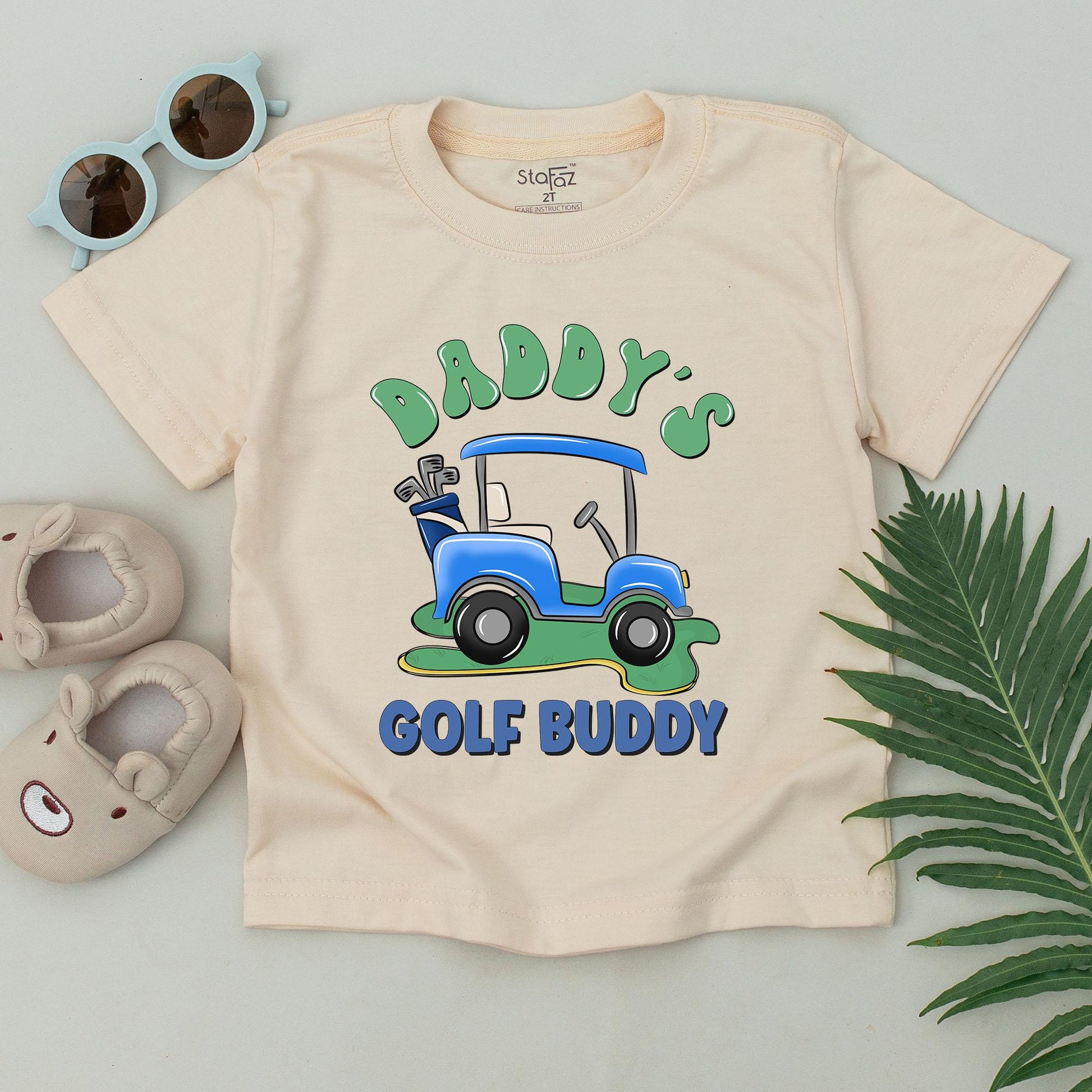 Daddy's Golf Buddy Baby Boy T-Shirt Outfit - Green & Blue Golf Cart Design Newborn Gift, Baby Shower, Coming Home