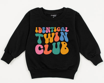 Groovy Identical Twin Club Sweatshirt, Retro Best Friends Toddler Outfit, Fun Matching Besties Sweatsuit, Playful Baby Girls Boys Clothes Gift 136