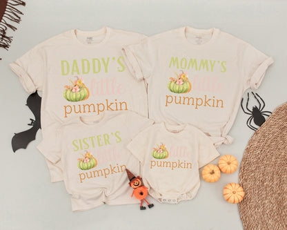 Retro Little Pumpkin Birthday & Halloween Family Matching Shirts