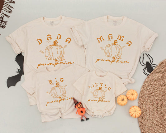 Retro Pumpkin Family Shirts, Matching Halloween Costume, Fall Baby Gear