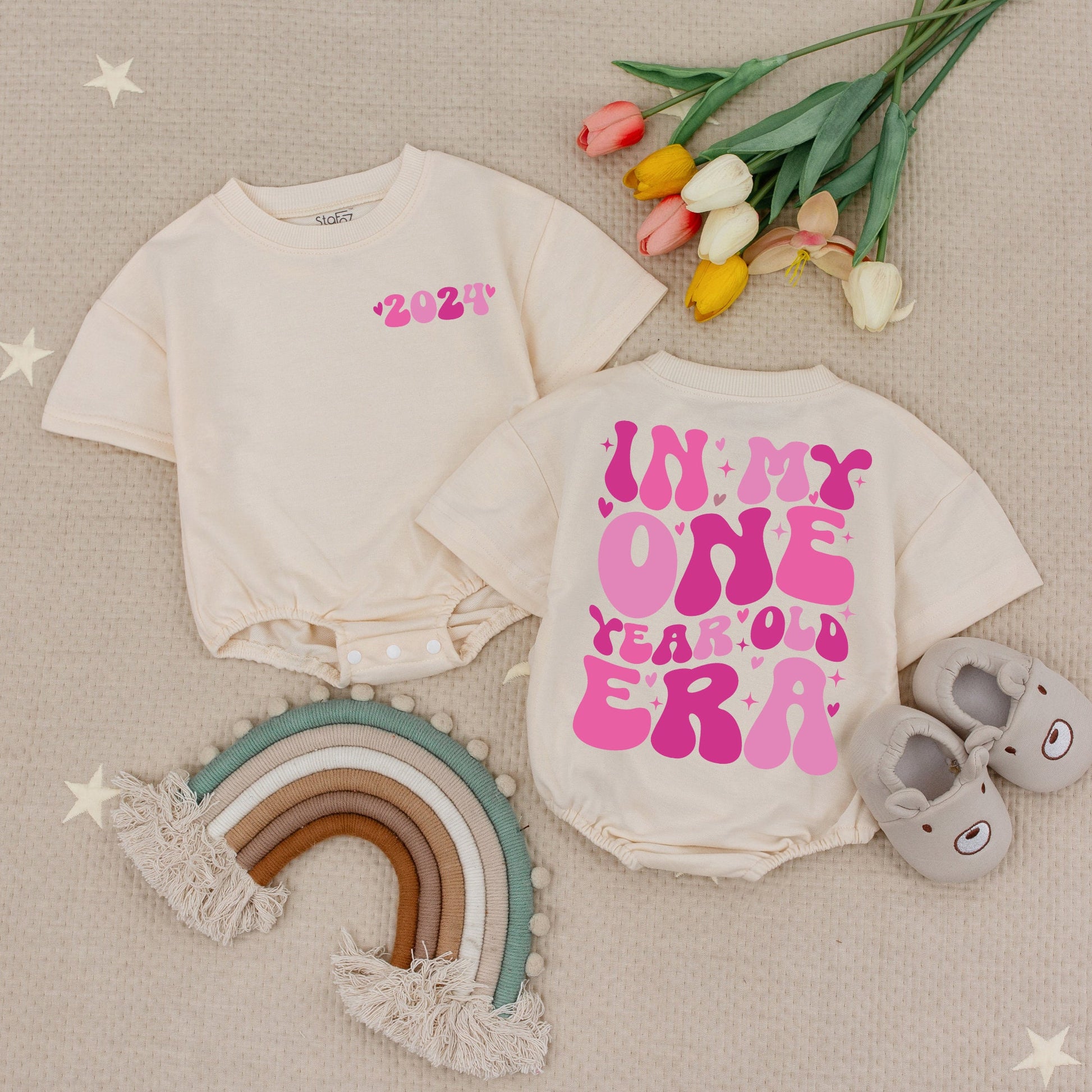 Strawberry 1st Birthday Romper - Baby Girl Short Sleeve Bodysuit