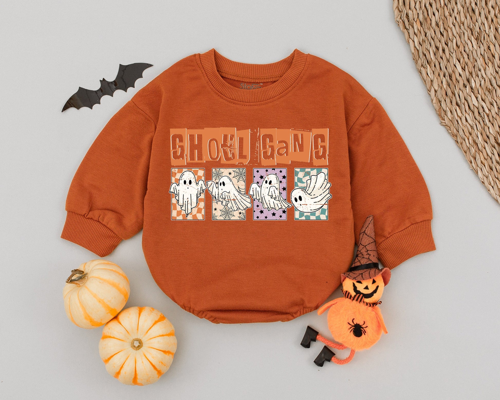 Vintage Halloween Baby Romper, First Outfit, Unisex Fall Costume
