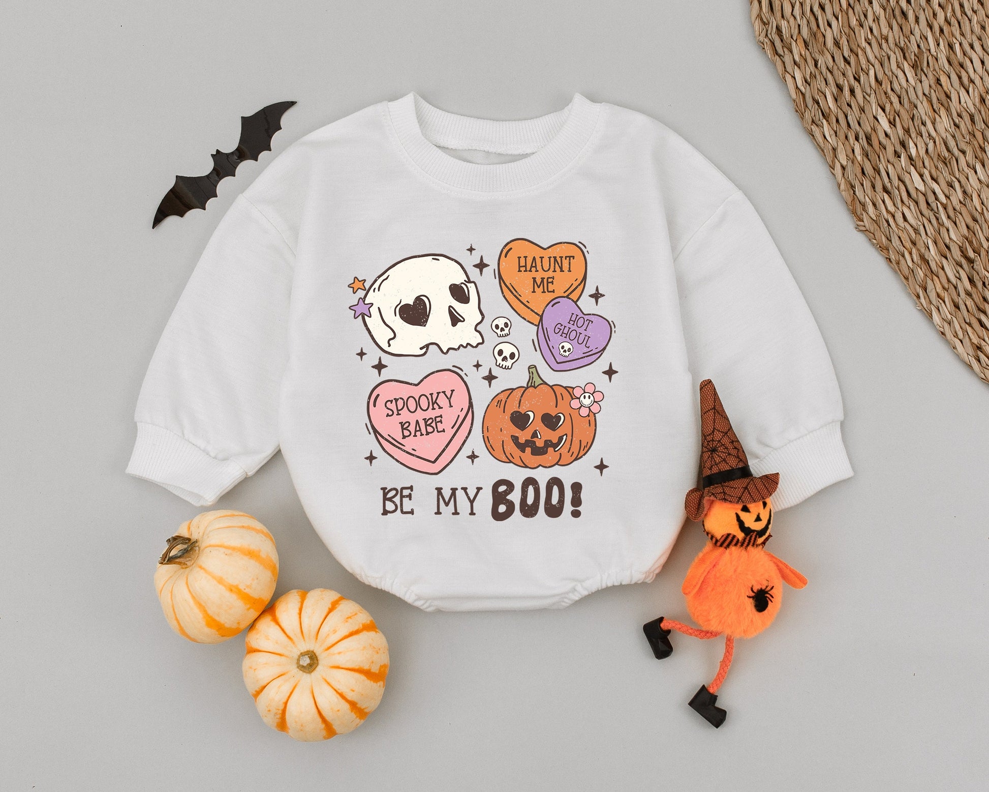 Be My Boo Baby Romper: Sweet Spooky Halloween Outfit with Pumpkin & Skull, Cute Newborn Infant Bodysuit, Fun Ghoul Clothes, Baby Shower Gift, Groovy Vibes