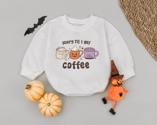 Spooky Mummy Pumpkin Baby Romper – Cute Skull Coffee Halloween Outfit
