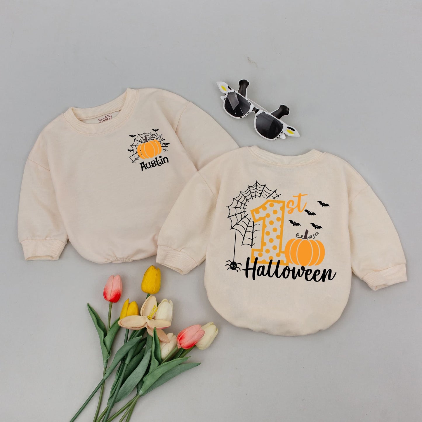 Adorable First Halloween Baby Romper, Cozy Fall Outfit, Infant Bodysuit  