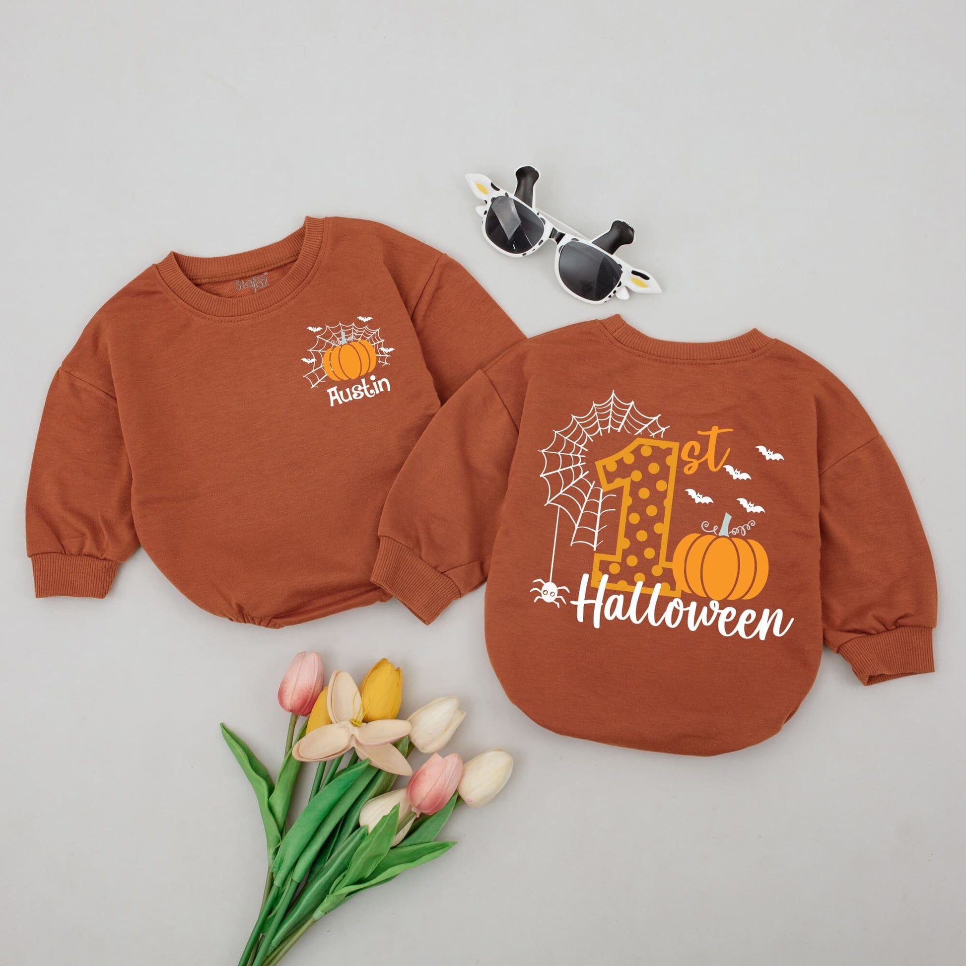 Adorable First Halloween Baby Romper, Cozy Fall Outfit, Infant Bodysuit  