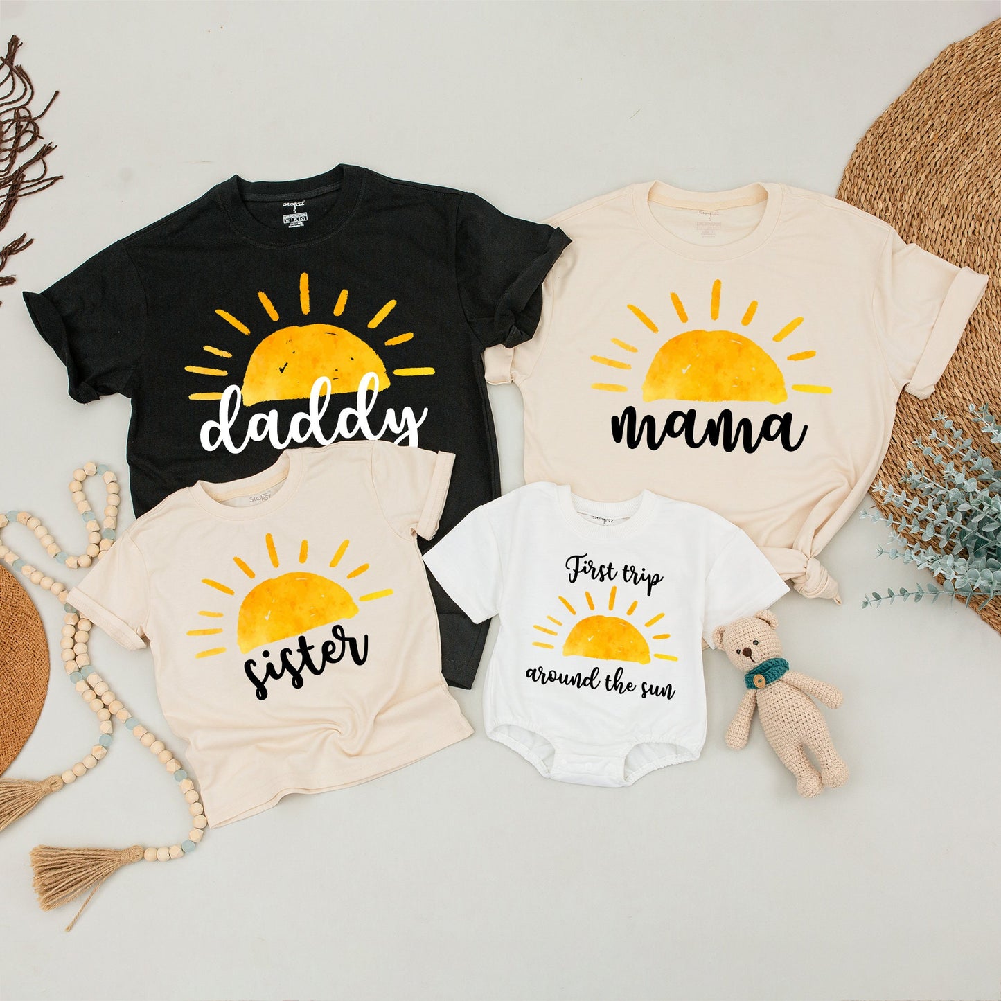 Boho Sunshine Birthday Family Tees: Matching 1st Celebration Outfits